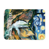 Yellowstone Lower Falls Van Gogh Starry Night Sky マグネット (横)
