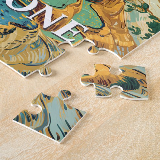 Yellowstone Mammoth Hot Springs Van Gogh Vibrant ジグソーパズル (側面)