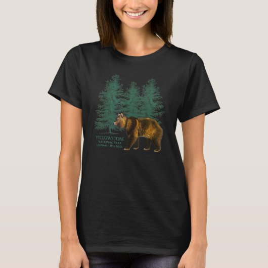 Yellowstone National Park 150 Years Bear Trees Sou Tシャツ (正面)