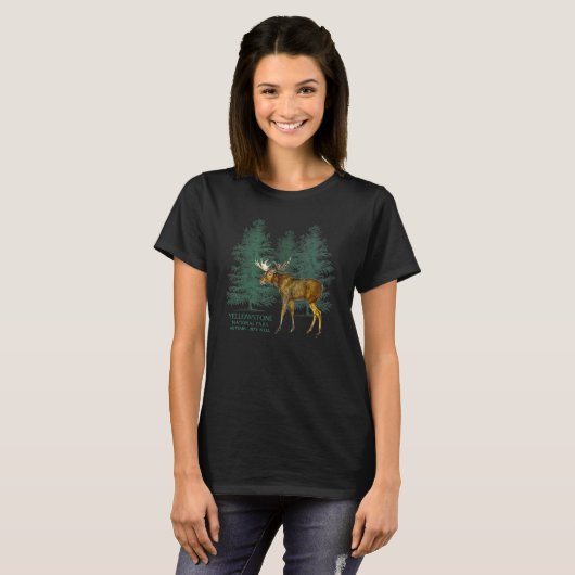 Yellowstone National Park 150 Years Moose Trees So Tシャツ (正面フル)