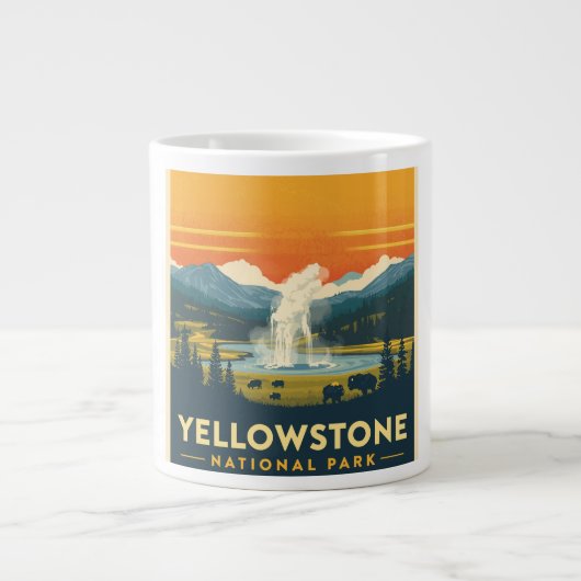 Yellowstone National Park Adventure Design ジャンボコーヒーマグカップ (正面)