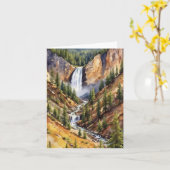 Yellowstone National Park Artist Point Watercolor カード (黄色い花)