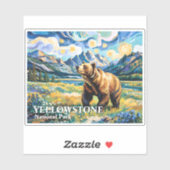 Yellowstone National Park Bear Landscape Van Gogh シール (シート)