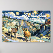 Yellowstone National Park Bighorn Sheep Van Gogh ポスター (正面)