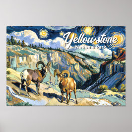 Yellowstone National Park Bighorn Sheep Van Gogh ポスター