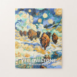 Yellowstone National Park Bison Vintage Van Gogh ジグソーパズル
