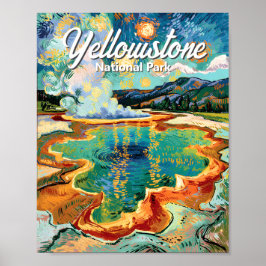 Yellowstone National Park Grand Prismatic Van Gogh ポスター