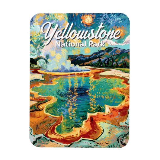 Yellowstone National Park Grand Prismatic Van Gogh マグネット (縦)