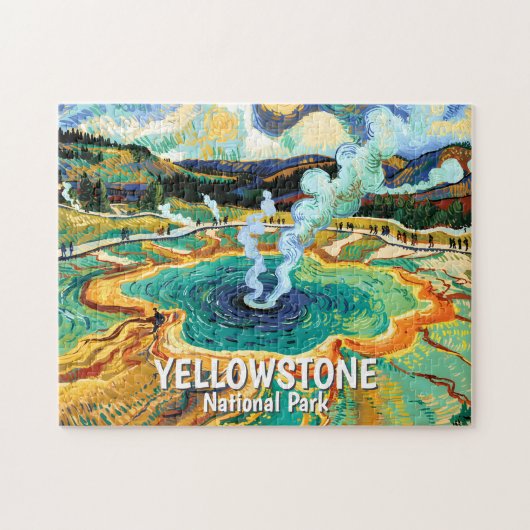 Yellowstone National Park Hot Spring Van Gogh Art ジグソーパズル (横)