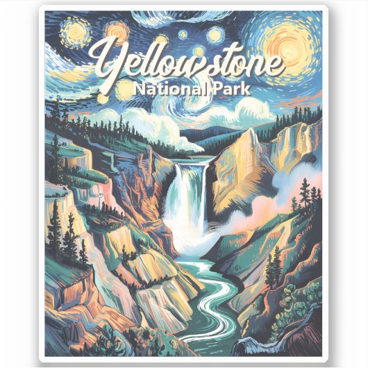 Yellowstone National Park Lower Falls Vibrant シール (正面)