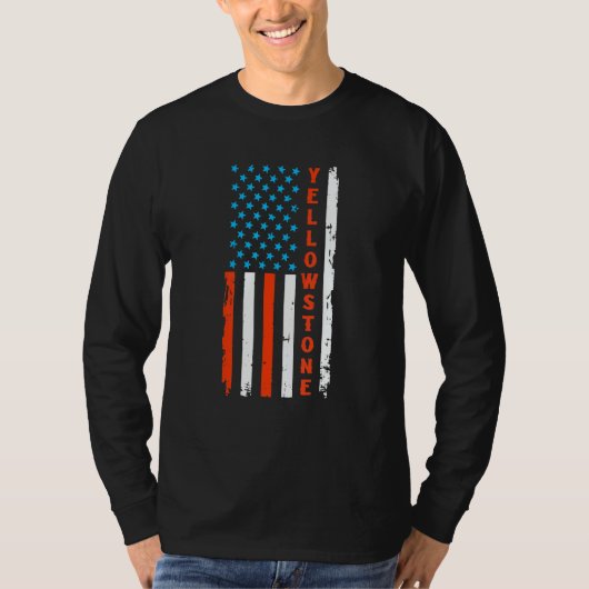 Yellowstone National Park Map American Usa Flag Tシャツ (正面)
