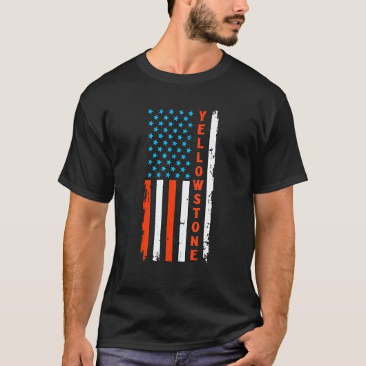 Yellowstone National Park Map American Usa Flag Tシャツ (正面)