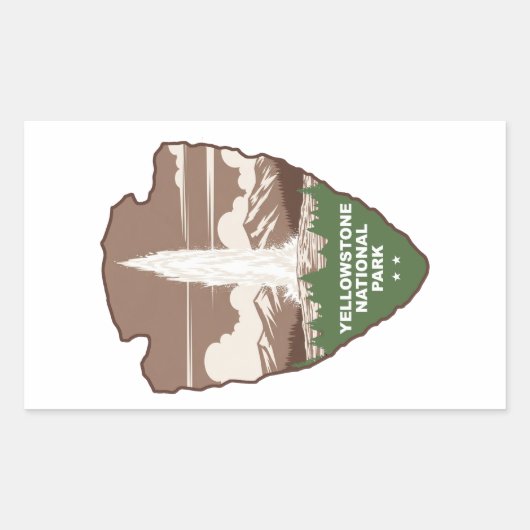 Yellowstone National Park Old Faithful Arrowhead 長方形シール (正面)