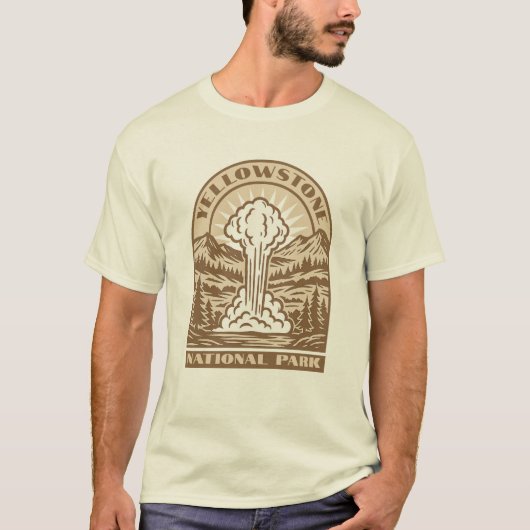 Yellowstone National Park Retro Art Deco Tシャツ (正面)