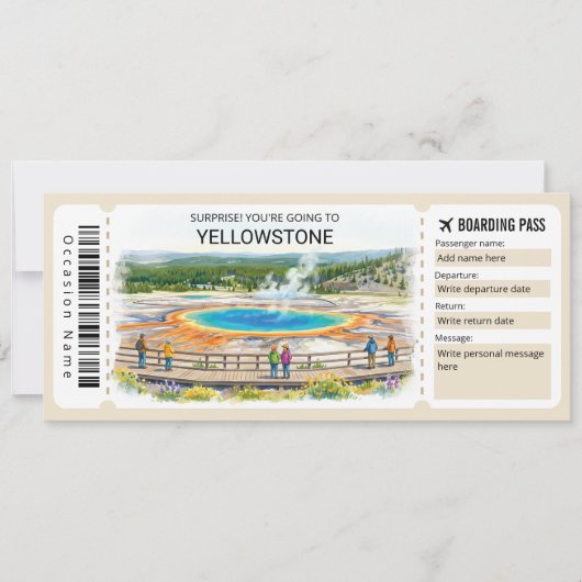 Yellowstone National Park Trip Boarding Pass 招待状 (正面)
