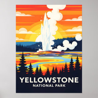 Yellowstone National Park – Vibrant Geyser ポスター