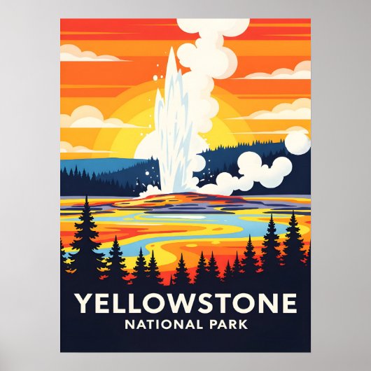 Yellowstone National Park – Vibrant Geyser ポスター (正面)