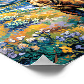 Yellowstone National Park Vintage Bear Van Gogh ポスター (角)