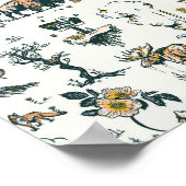 Yellowstone National Park Wildlife Pattern ポスター (角)