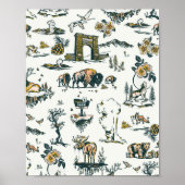 Yellowstone National Park Wildlife Pattern ポスター (正面)