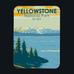 Yellowstone National Park Yellowstone Lake Vintage マグネット<br><div class="desc">Yellowstone Forest vector artwork design. The park features dramatic canyons,  alpine rivers,  lush forests,  hot springs and gushing geysers,  including its most famous,  Old Faithful.</div>