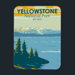 Yellowstone National Park Yellowstone Lake Vintage マグネット<br><div class="desc">Yellowstone Forest vector artwork design. The park features dramatic canyons,  alpine rivers,  lush forests,  hot springs and gushing geysers,  including its most famous,  Old Faithful.</div>