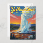 Yellowstone Old Faithful Geyser Art ポストカード (正面/裏面)