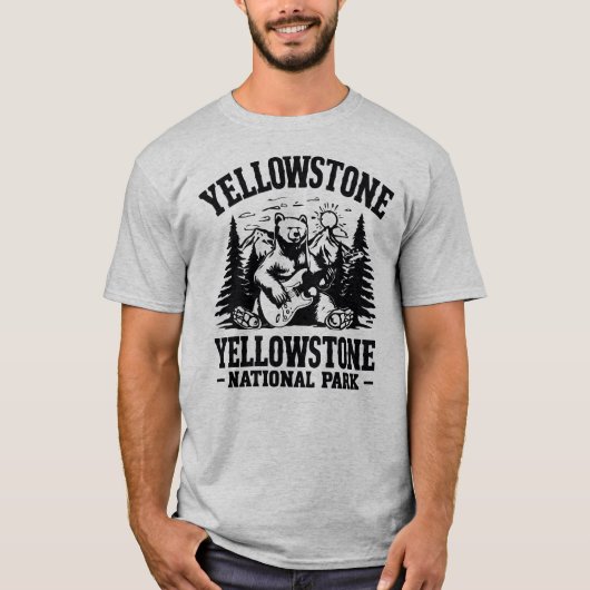 Yellowstone Rock and Roll Bear Tシャツ (正面)