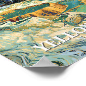 Yellowstone Winter Mammoth Hot Springs Van Gogh ポスター (角)