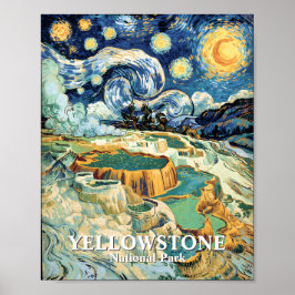 Yellowstone Winter Mammoth Hot Springs Van Gogh ポスター