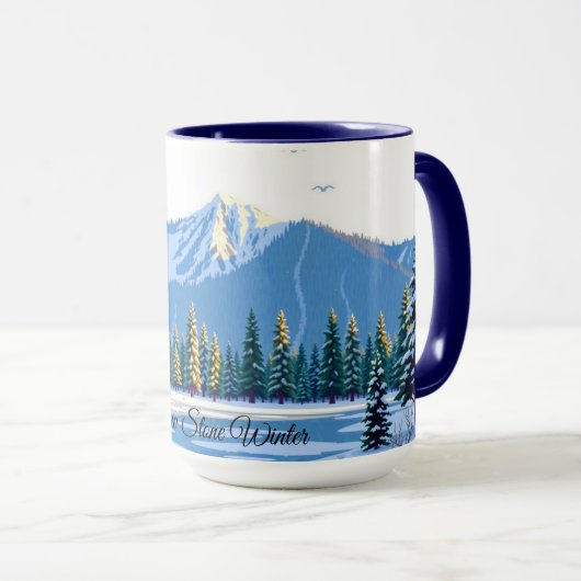 Yellowstone Winter Snow Covered Pines Custom マグカップ (正面右)