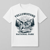 Yellowstone Wolf and Waterfall Tシャツ