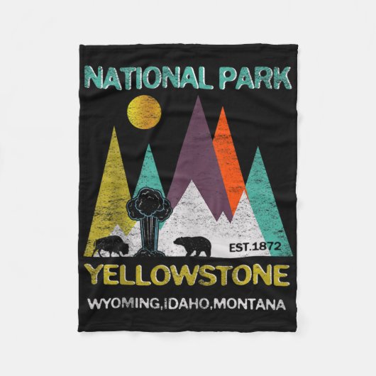 Yellowstone Wyoming Us National Park Camping Hikin フリースブランケット (正面)