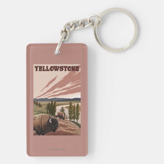YellowstoneBison場面 キーホルダー (裏面)