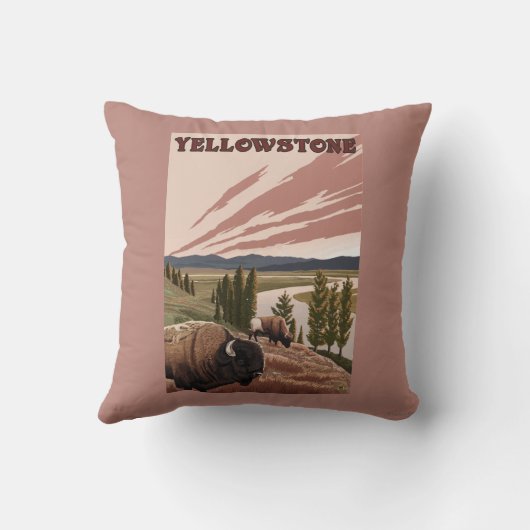 YellowstoneBison場面 クッション (裏面)