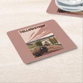 YellowstoneBison場面 スクエアペーパーコースター (アングル)