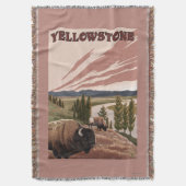 YellowstoneBison場面 スローブランケット (正面縦)