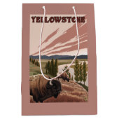 YellowstoneBison場面 ミディアムペーパーバッグ (正面)