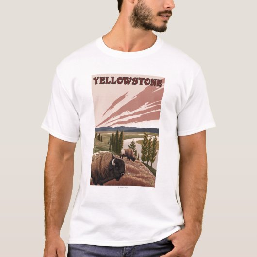 YellowstoneBison場面 Tシャツ (正面)