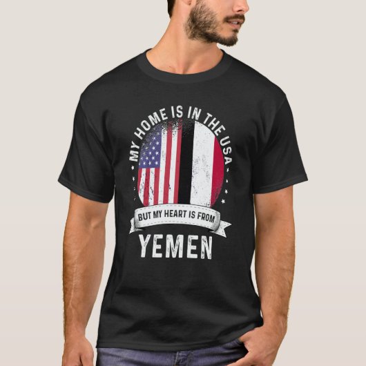 Yemeni American Patriot Grown Proud Home USA Flags Tシャツ (正面)