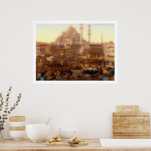 Yeni CamiモスクとEminnbazaarö -ü ISTANBUL ポスター (キッチン)
