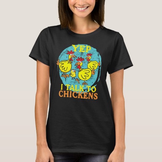 Yep I Talk To Chickens Animal 男性へ Women Fa Tシャツ (正面)