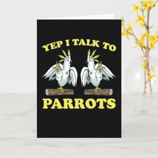 Yep I Talk To Parrots Tropical Bird Gift カード (黄色い花)