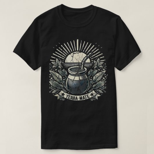 Yerbaholic Yerba Mateアルゼンチンティードリンカーヒッピー Tシャツ (デザイン正面)
