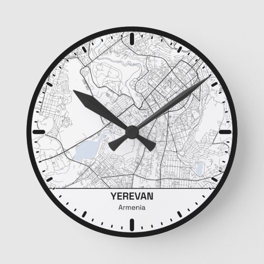 Yerevan  Clock City Line Art ラウンド壁時計 (正面)