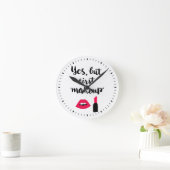 Yesが最初のメイクアップ |かわいいフレーズ ラウンド壁時計 (ホーム)