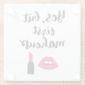 Yesしかし最初化粧|かわいい句 ガラスコースター (裏面)