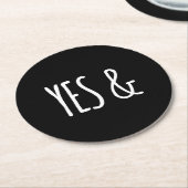YESと |紙コースター |黒+白 ラウンドペーパーコースター (アングル)