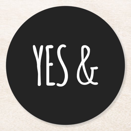 YESと |紙コースター |黒+白 ラウンドペーパーコースター (正面)