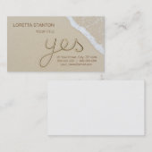 Yesのビーチ砂の上に彫られた単語 名刺 (正面/裏面)